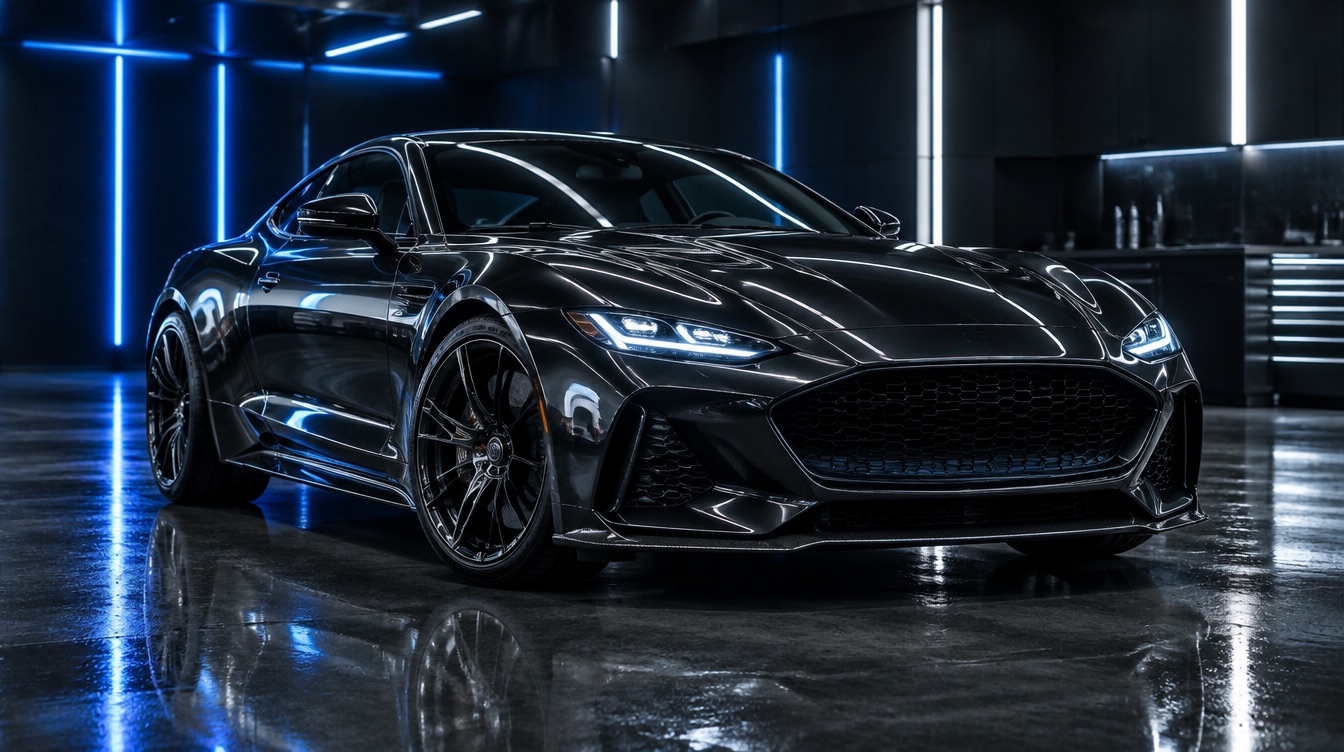 Original automotive website concept with a black sports car