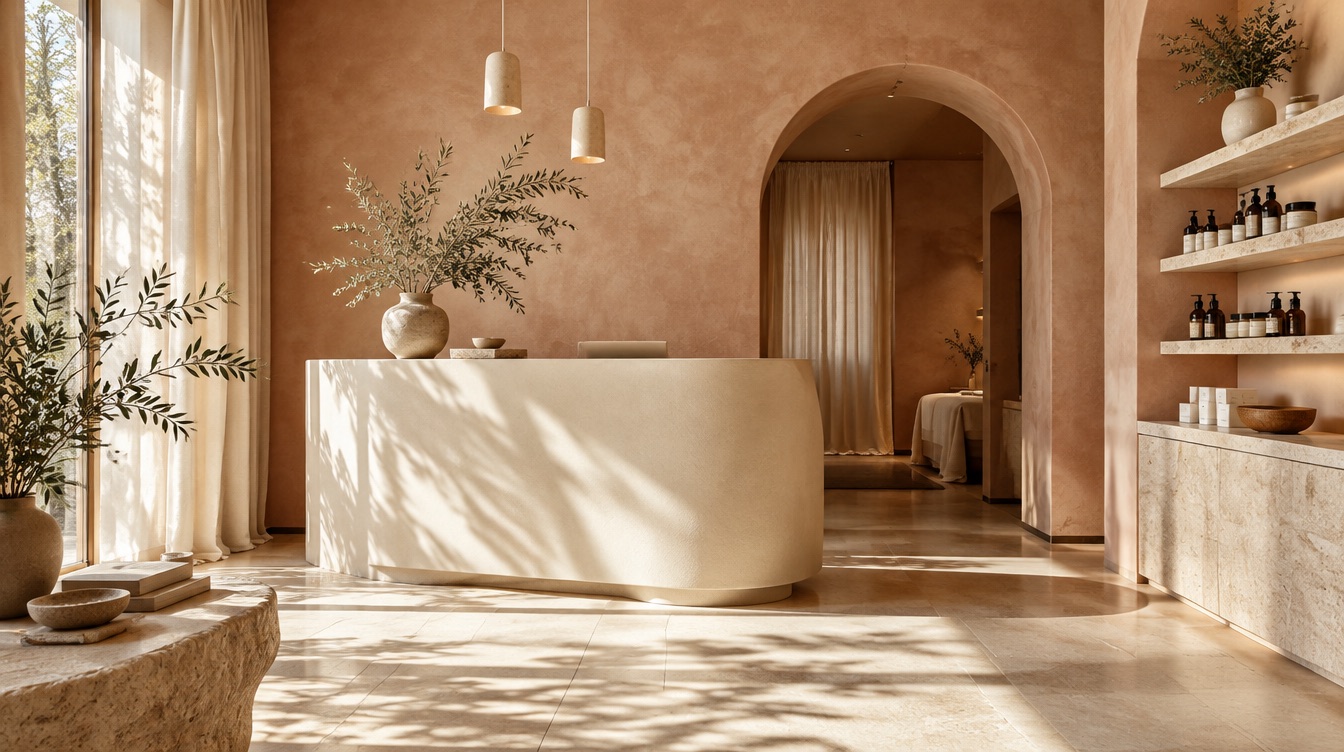 Original wellness website concept with a light sculptural interior